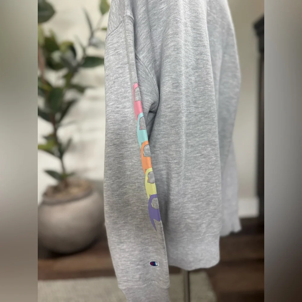 Champion Gray Crewneck Sweater Soft Knit Classic